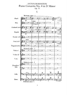 Concerto for Piano and Orchestra No.4 in D Minor, Op.70: Partitura completa by Anton Rubinstein