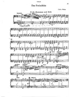 Act III, No.13 Romance and Aria: Violas part (Fragment) by Carl Maria von Weber