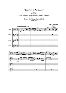Quartet Clarinets in G major, CS135: Quartet Clarinets in G major by Santino Cara