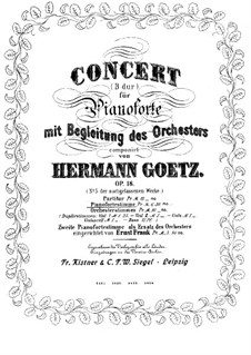 Concerto for Piano and Orchestra, Op.18: movimento I, para dois pianos para quatro mãos by Hermann Goetz