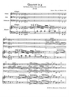 Quartet for Piano and Strings No.1 in G Minor, K.478: Partitura completa by Wolfgang Amadeus Mozart