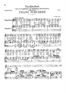 Tischlerlied (Carpenter's Song), D.274: Para vocais e piano by Franz Schubert