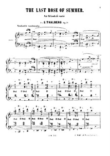 The Last Rose of Summer, Op.73: For piano (publisher by J. Maho) by Sigismond Thalberg