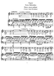 Three Melodies: Para vocais e piano by Richard Wagner