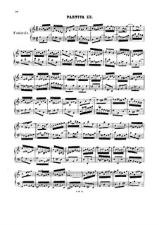 Partita for Keyboard No.3 in A Minor, BWV 827: For a single performer by Johann Sebastian Bach