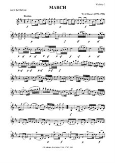 March in D Major, K.290: For two violins and cello by Wolfgang Amadeus Mozart