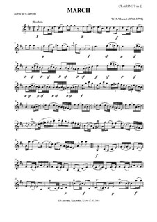 March in D Major, K.290: For violin, clarinet and bassoon by Wolfgang Amadeus Mozart