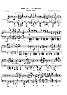Sonata for Piano No.3 in F Minor, Op.5: For a single performer by Johannes Brahms