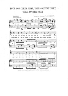 Your God Comes First, Your Country Next, Then Mother Dear: Your God Comes First, Your Country Next, Then Mother Dear by Paul Dresser