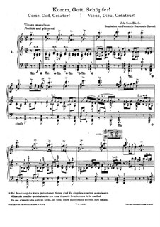 Ten Chorale Preludes for Organ by Bach, BV B 27: Nr.1 'Komm, Gott Schöpfer, heiliger Geist'. Version für Klavier by Ferruccio Busoni