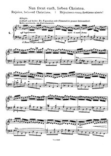 Ten Chorale Preludes for Organ by Bach, BV B 27: Nr.4 'Nun freut euch, lieben Christen'. Version für Klavier by Ferruccio Busoni