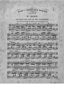 Mad. Sontag's Celebrated Waltz: para piano de quadro mãos by Henri Herz