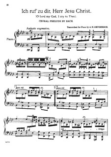 Ich ruf' zu dir, Herr Jesu Christ (I Call on Thee, Lord), BWV 639: Para Piano by Johann Sebastian Bach
