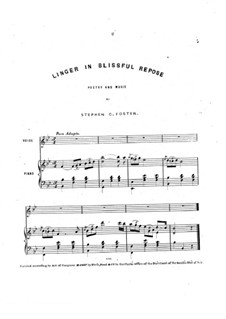 Linger in Blissful Repose: Para vocais e piano by Stephen Collins Foster