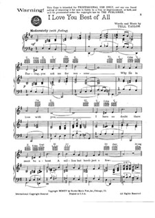 I Love You Best of All: Partitura Piano-vocal by Tell Taylor