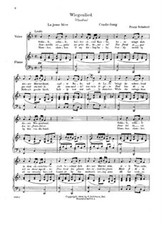 Wiegenlied (Cradle Song), D.498 Op.98 No.2: Partitura piano-vocal by Franz Schubert
