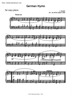 Austrian National Hymn, Hob.XXVIa/43: Facil para o piano by Joseph Haydn