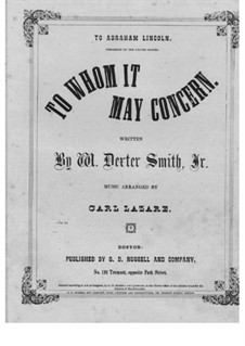 To Whom it May Concern: Partitura Piano-vocal by Unknown (works before 1850)