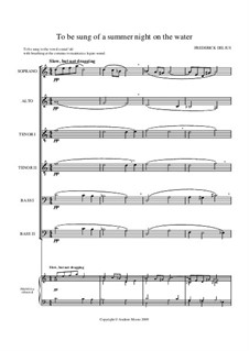To be Sung of a Summer Night on the Water: Partitura Piano-vocal by Frederick Delius