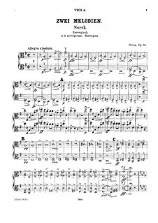 Two Melodies for String Orchestra, Op.53: parte violas by Edvard Grieg