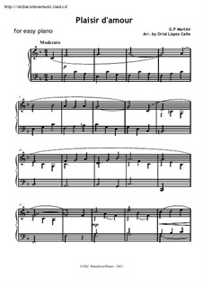 Plaisir d’Amour (The Joys of Love): Facil para o piano by Jean Paul Egide Martini