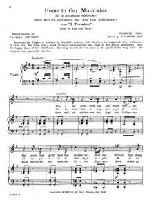 Si, la stanchezza m'opprime (Home to Our Mountains): Para vocais e piano by Giuseppe Verdi