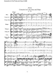 Concerto for Flute, Harp and Orchestra in C Major, K.299: Partitura completa by Wolfgang Amadeus Mozart