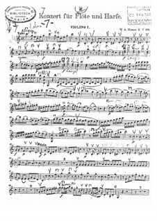 Concerto for Flute, Harp and Orchestra in C Major, K.299: violino parte I by Wolfgang Amadeus Mozart