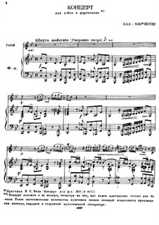 Concerto in C Minor: para oboe e piano by Benedetto Marcello