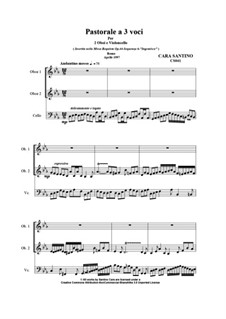 Pastoral in C minor in 3 voices for 2 oboes or flutes and violoncello, CS041: Pastoral in C minor in 3 voices for 2 oboes or flutes and violoncello by Santino Cara