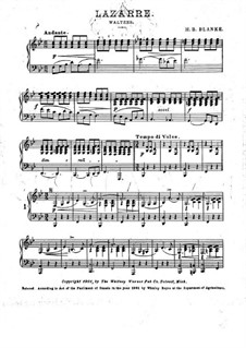 Lazarre. Waltzes: Lazarre. Waltzes by H. B. Blanke