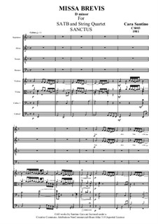 Missa Brevis for SATB and Strings, CS003: No.3 Sanctus by Santino Cara