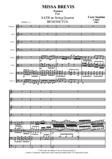 Missa Brevis for SATB and Strings, CS003: No.4 Benedictus by Santino Cara