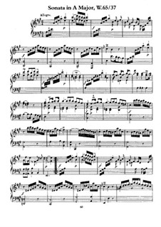 Sonata for Keyboard in A Major, H 174 Wq 65:37: para um único musico (Editado por H. Bulow) by Carl Philipp Emanuel Bach