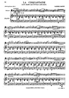 La cinquantaine (The Golden Wedding): para Violoncelo e piano by Jean Gabriel-Marie