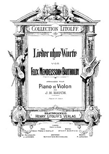 Selected Songs without Words for Violin and Piano: partitura by Felix Mendelssohn-Bartholdy