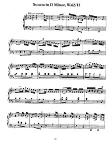 Sonata for Keyboard in D Minor, H 105, Wq 62:15: para um único musico (Editado por H. Bulow) by Carl Philipp Emanuel Bach