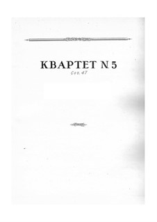 String Quartet No.5, Op.47: partitura completa by Nikolai Myaskovsky