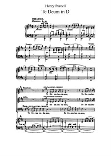 Te Deum and Jubilate Deo, Z.232: Partitura piano-vocal by Henry Purcell
