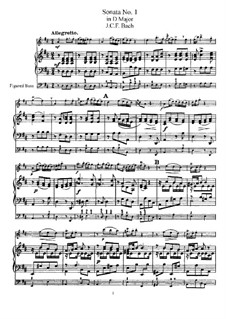 Sonata for Flute and Basso Continuo No.1 in D Major: partitura, parte solo by Johann Christoph Friedrich Bach