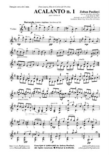 Acalanto: No.1 para violino solo (ou viola solo). 2003 by Zoltan Paulinyi