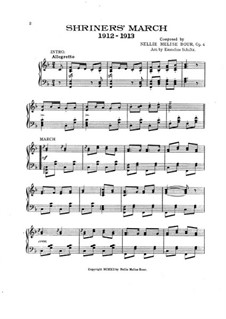 Shriners' March, for Piano, Op.4: Shriners' March, for Piano by Nellie Melise Bour