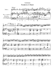 Sonata for Violin and Basso Continuo in A Major: Sonata for Violin and Basso Continuo in A Major by Francesco Geminiani