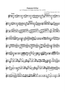 Fantasia for Violin No.1 in B Flat Major, TWV 40:14: para um único cantor (Partitura de alta qualidade) by Georg Philipp Telemann