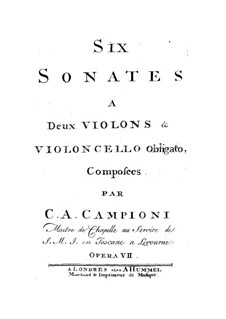 Sonatas for Two Violins and Cello, Op.7: Sonatas for Two Violins and Cello by Carlo Antonio Campioni