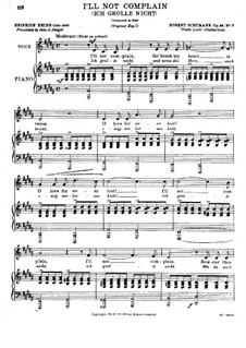 No.7 I Do Not Chide You: Partitura Piano-vocal by Robert Schumann