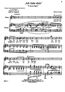 Hjertets Melodier (Melodies of the Heart), Op.5: No.3 Jeg elsker Dig (I Love Thee) in D Major by Edvard Grieg