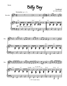Billy Boy: For piano and recorder by folklore