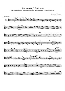 Violin Concerto No.3 in F Major 'L'autunno', RV 293: parte viola alta by Antonio Vivaldi