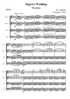 Overture: Version for string quartet – full score by Wolfgang Amadeus Mozart